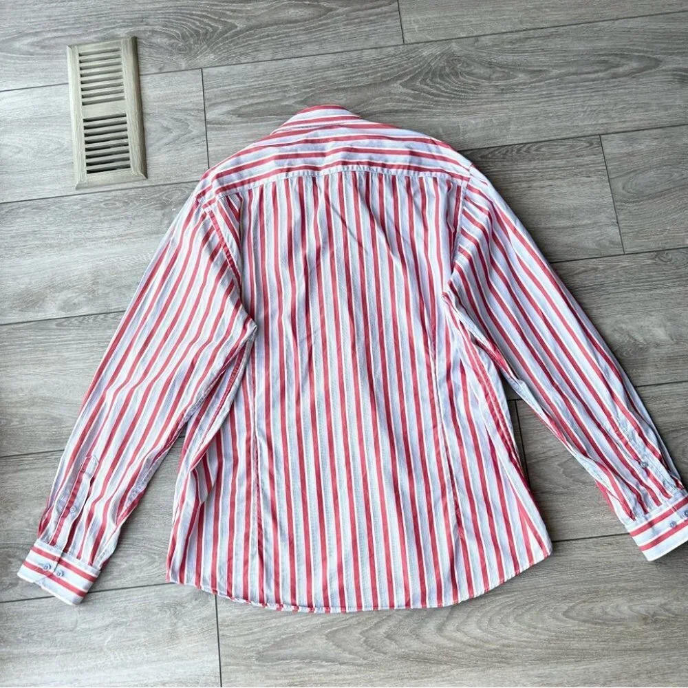 Report Collection Striped Pattern Paisley Pattern Cuffs Button Down Shirt - Picture 8 of 16